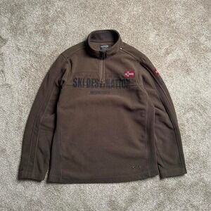 POINT ZERO ORANGE LABEL "MOSS" Y2K STYLE FLEECE QUARTER ZIP